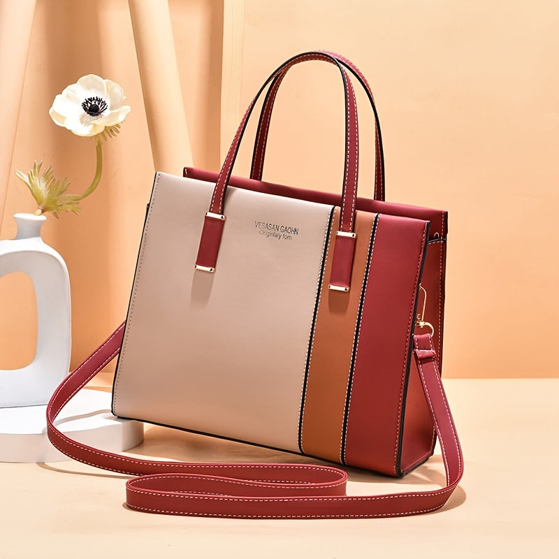 Colorblock Handbag Crossbody Bag Top Handle Purses