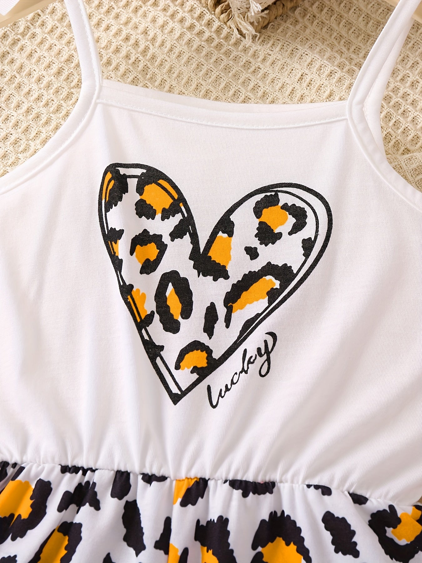 Toddler Girls Heart Leopard Cami Jumpsuit Romper Summer Clothes