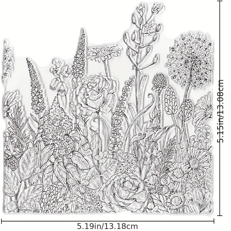 Spring Flowers Leaves Background Clear Stamps for Crafts