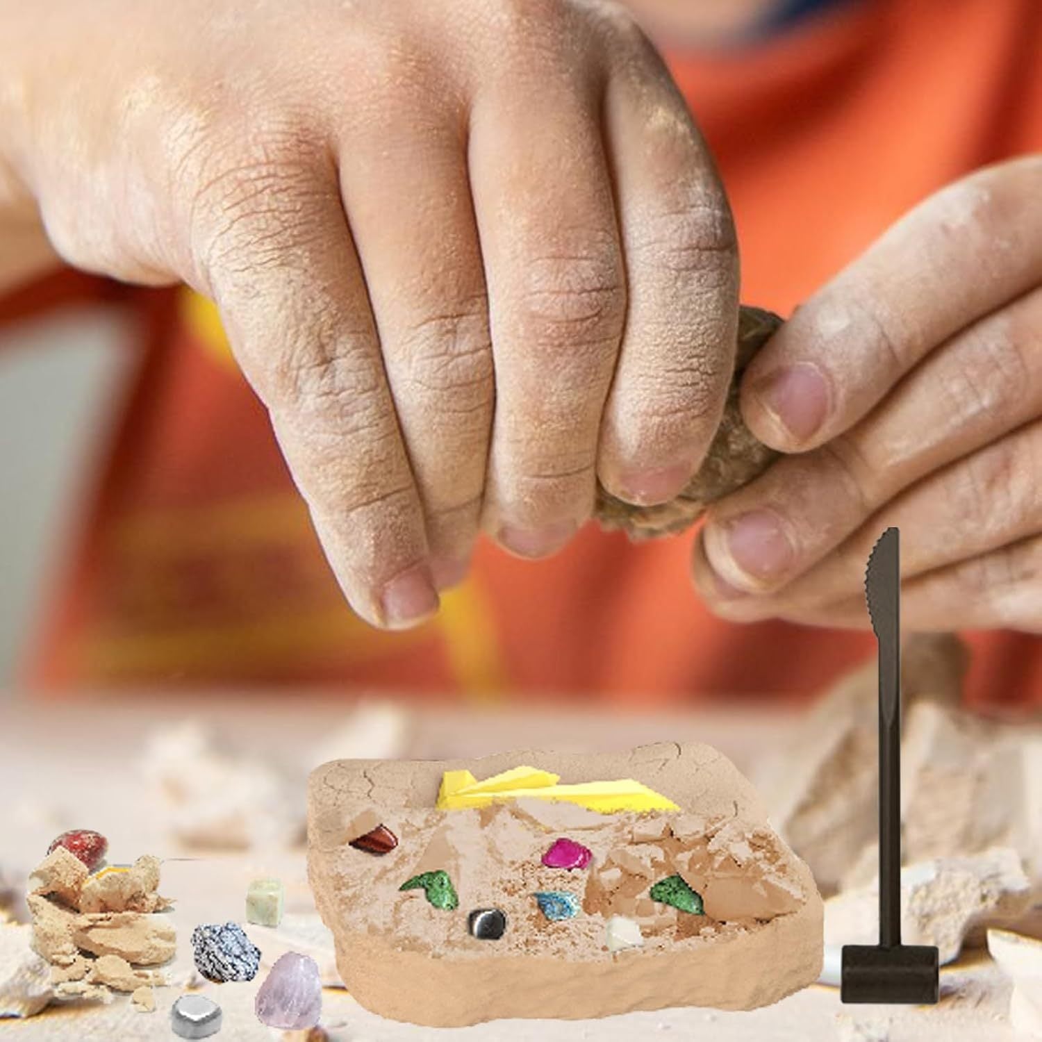 Kids Gemstone Digging Kit - Excavation Set for Science Learning