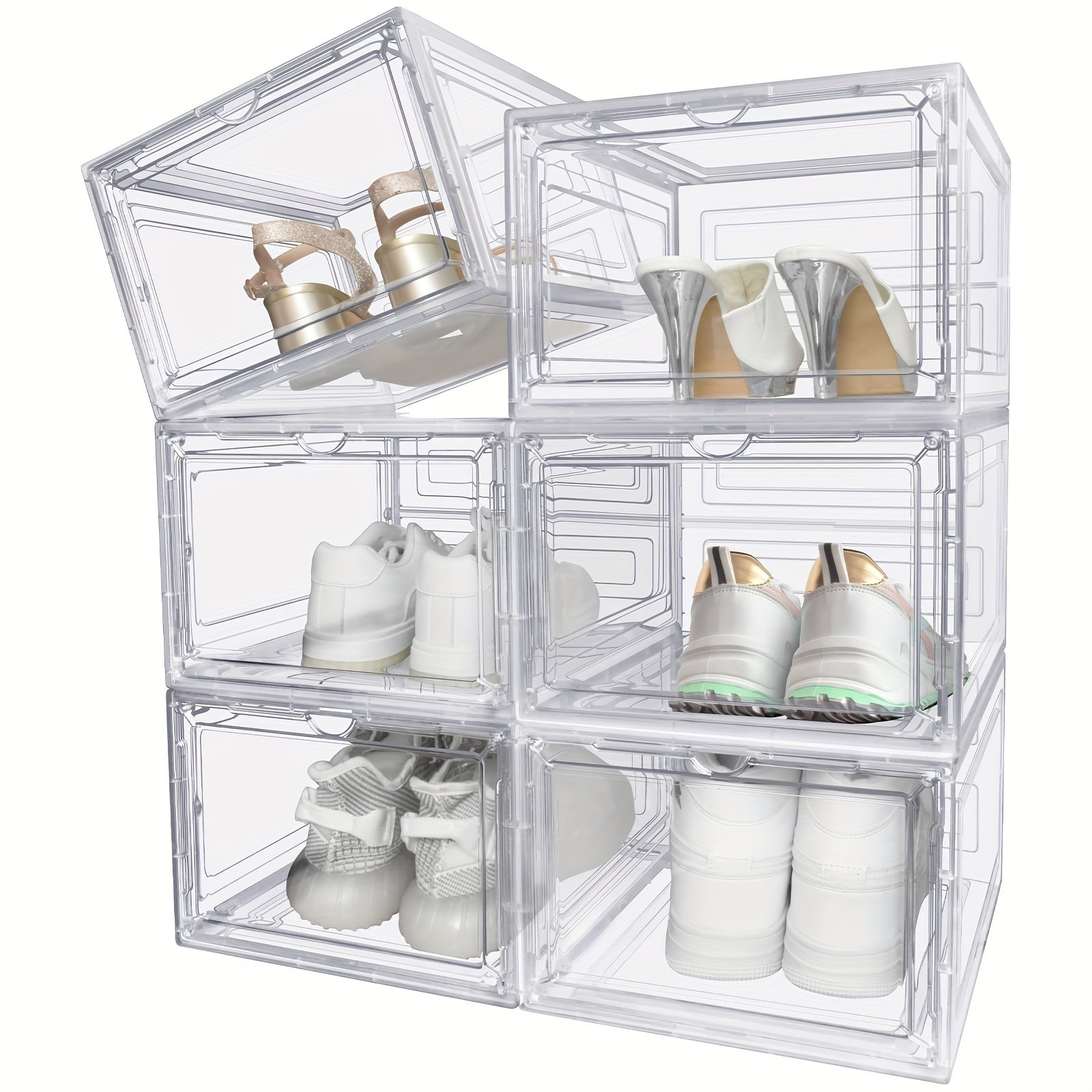 Foldable Magnetic Door Shoe Box Stackable Shoe Rack