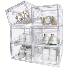 Foldable Magnetic Door Shoe Box Stackable Shoe Rack