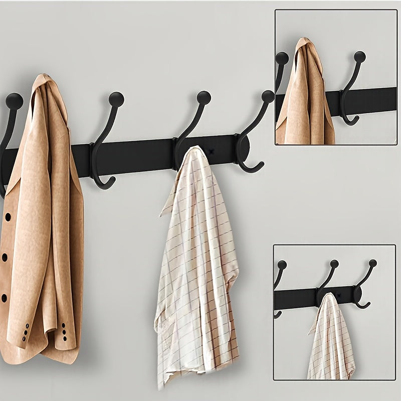 3pcs Stainless Steel Wall Mounted Coat And Hat Rack, 4 Hooks, Easy Installation