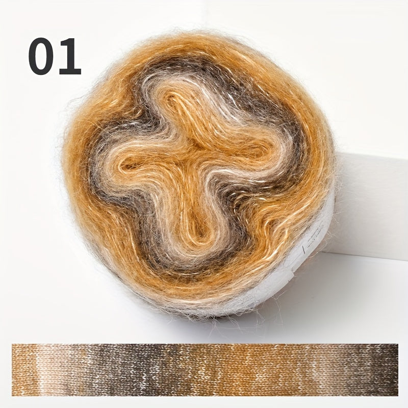 2pcs Gradient Mohair Long Dyed Fine Thread For Crocheting Sweater
