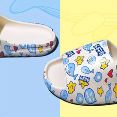Women's Whale Pattern Pillow Slippers Cloud Slides