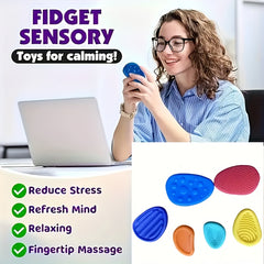 6 Pack Textured Soft Worry Stone Fidget Toys for Kids