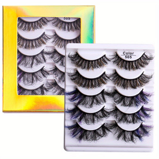 5 Pairs Colored Faux Mink Lashes Fluffy Natural Volume Eyelashes Extension
