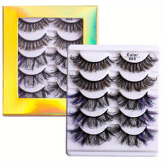5 Pairs Colored Faux Mink Lashes Fluffy Natural Volume Eyelashes Extension