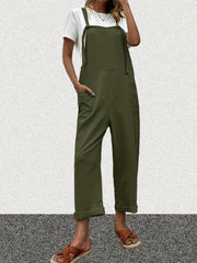  Casual Overalls Women's Plus Solid Knot Wide Leg Jumpsuit