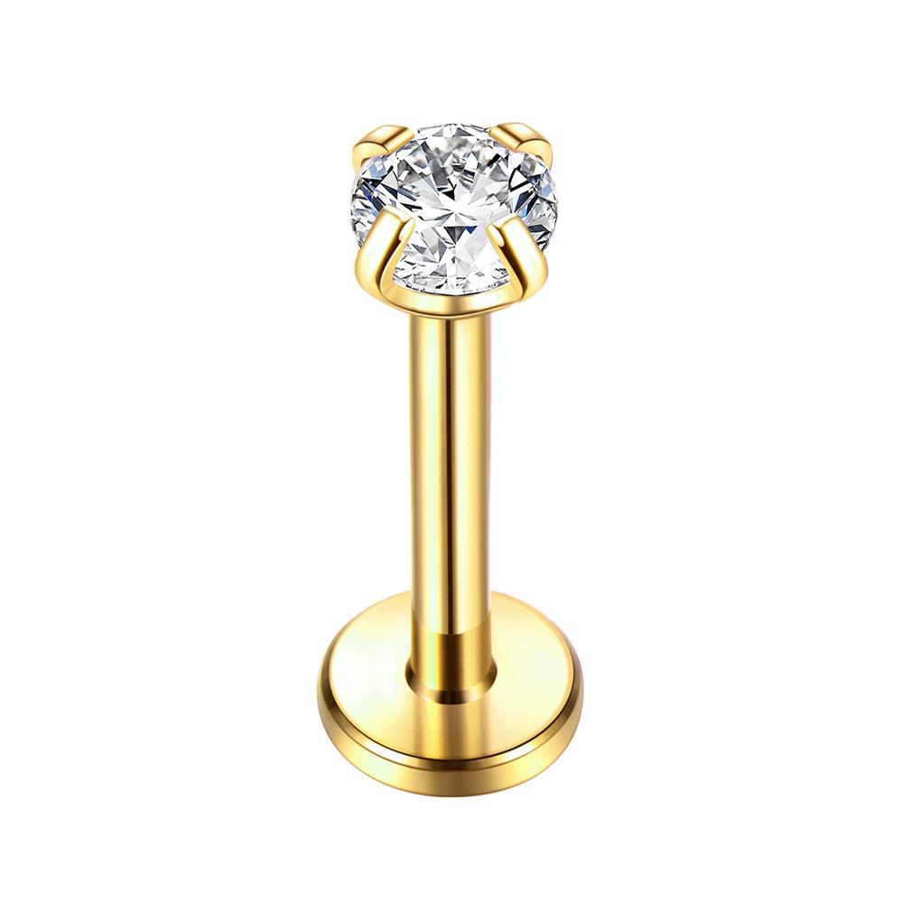 Stainless Steel Zircon Lip Nail Studs Women's Piercing Jewelry