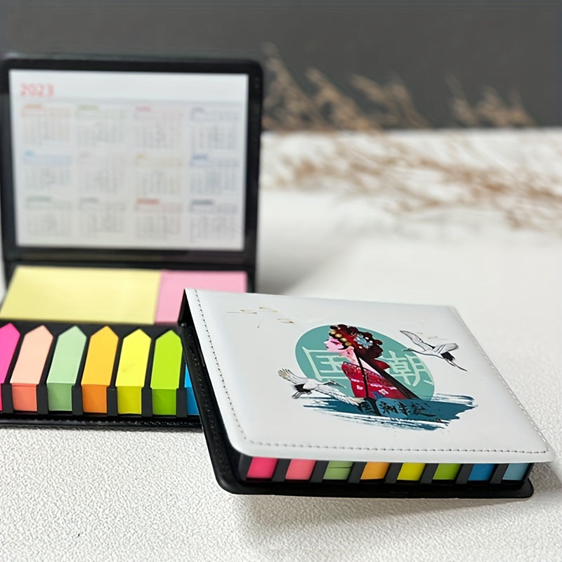 Leather Grain Sticky Notes Box Calendar Silk Screen Printing UV Stickers