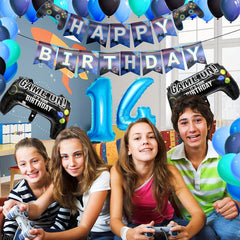 Video Game Party Birthday Decoration Set with Happy Birthday Banner