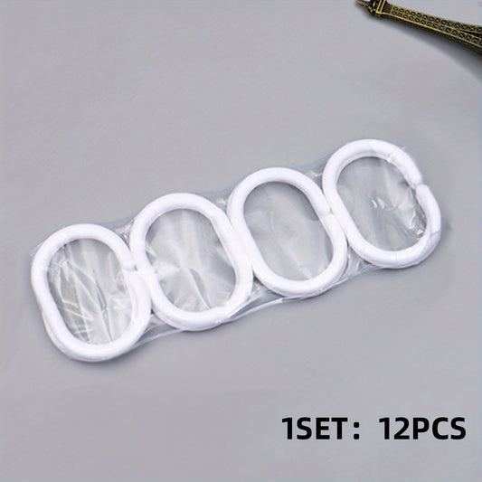 12PCS Plastic Shower Curtain Rings Bathroom Hooks