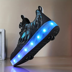 Boy's Roller Shoes with Rotating Buckle for Kids