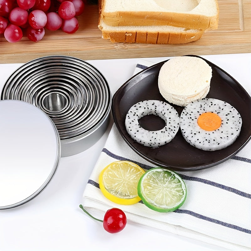 12pcs Stainless Steel Cake Mold Rings Set - Baking Tools Kitchen Gadgets