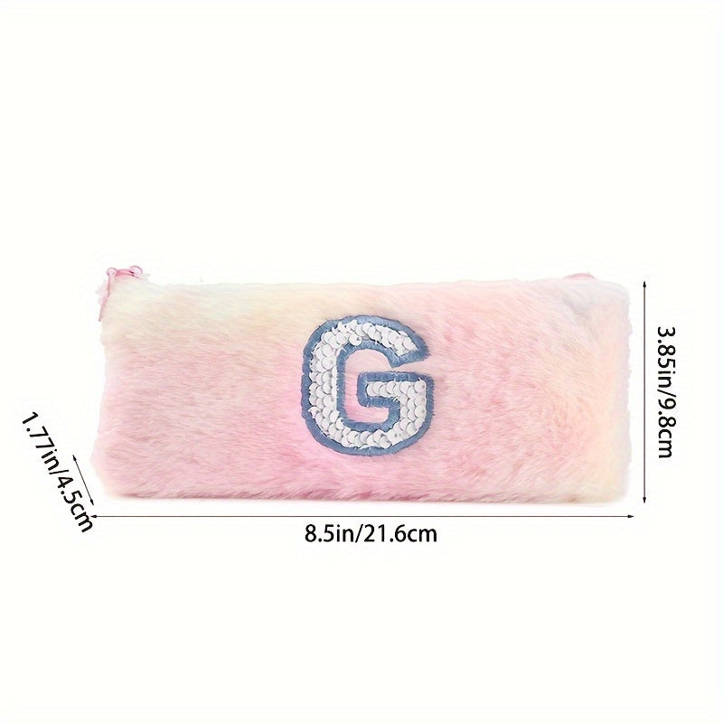 Plush Letter Stationery Bag Gradient Octagonal Pen Box