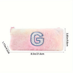 Plush Letter Stationery Bag Gradient Octagonal Pen Box