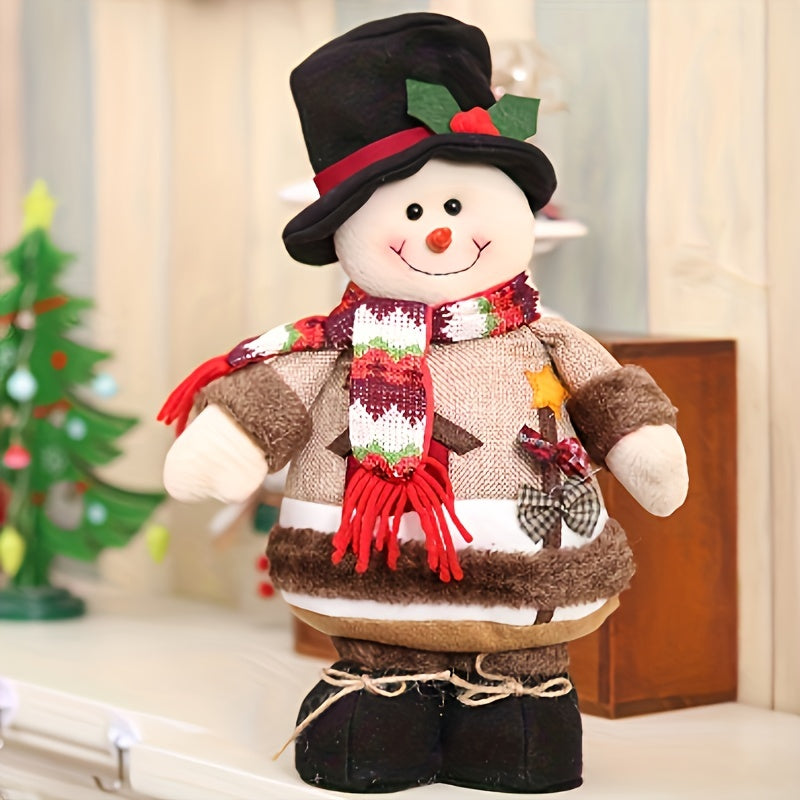 Christmas Ornament Snowman Reindeer Santa Claus Plush Doll Home Decor