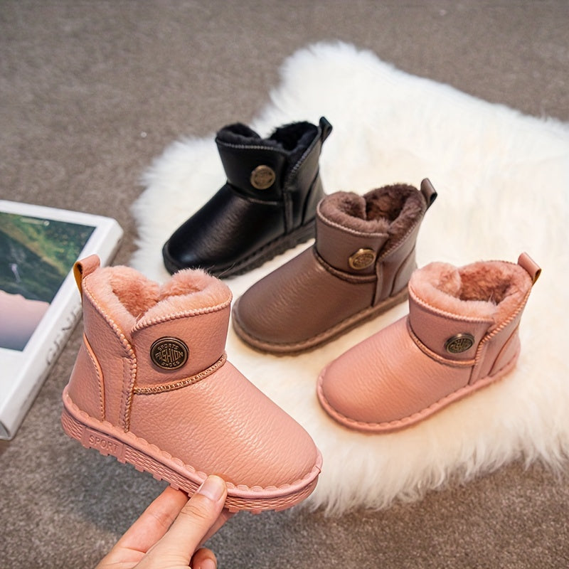 Girl's Warm Fleece Snow Boots Cozy Ankle Plush Hiking Shoes