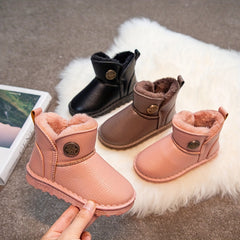 Girl's Warm Fleece Snow Boots Cozy Ankle Plush Hiking Shoes