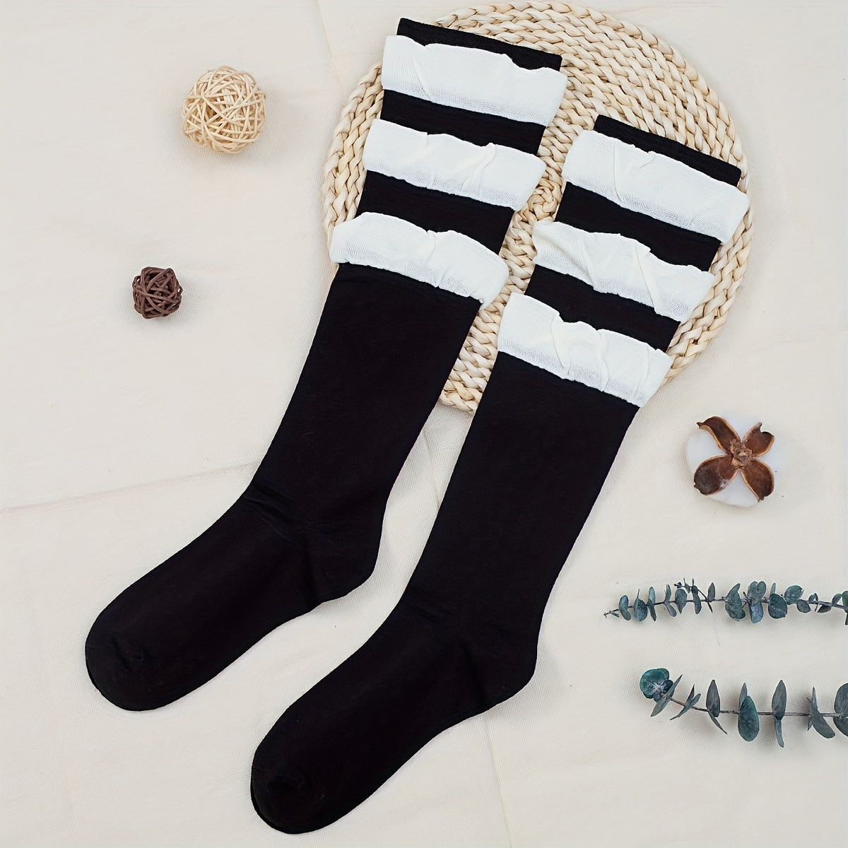 Colorblock Striped Calf Socks Knee High Stockings & Hosiery