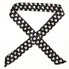 Dotted Print Twilly Scarf Ribbon Neckerchief Set