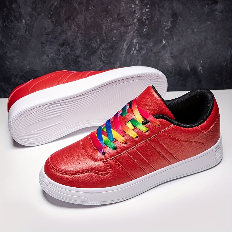 Women's Red Skate Shoes Lace Up Outdoor Shoes Lightweight Sneakers