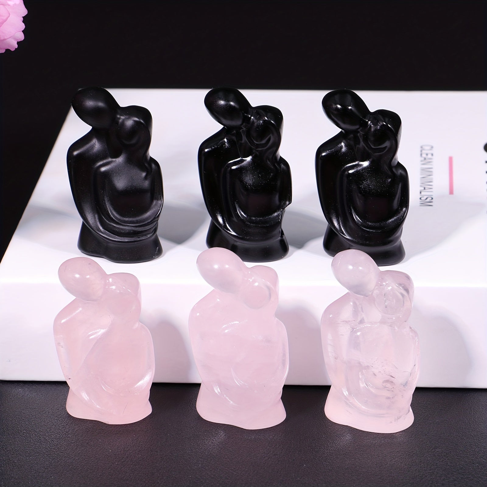 Natural Opal Rose Quartz Obsidian Red Network Carving Stones