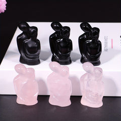 Natural Opal Rose Quartz Obsidian Red Network Carving Stones