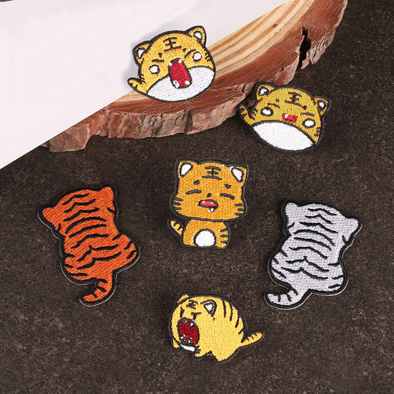 6pcs Tiger Embroidery Patches Fabric DIY Clothes Accessories