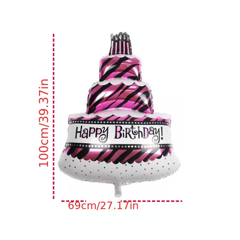 Large Birthday Candles Three Layers Cake Aluminum Film Balloons