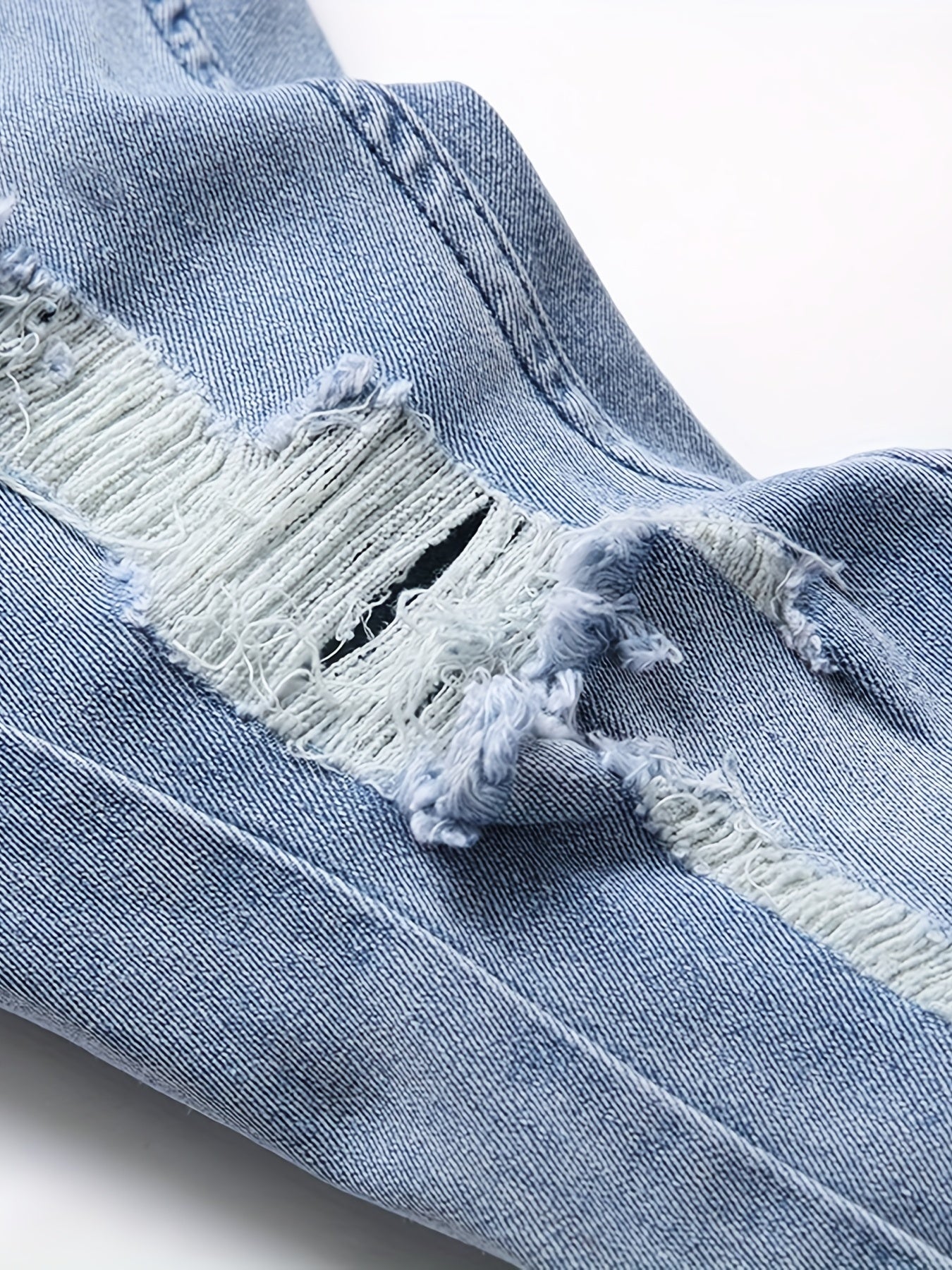 Men's Distressed Stretch Denim Pants Street Style
