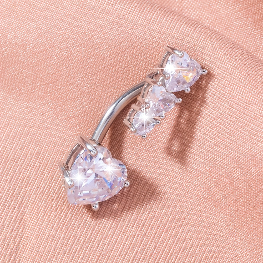 Heart Shape Zircon Belly Button Ring for Women