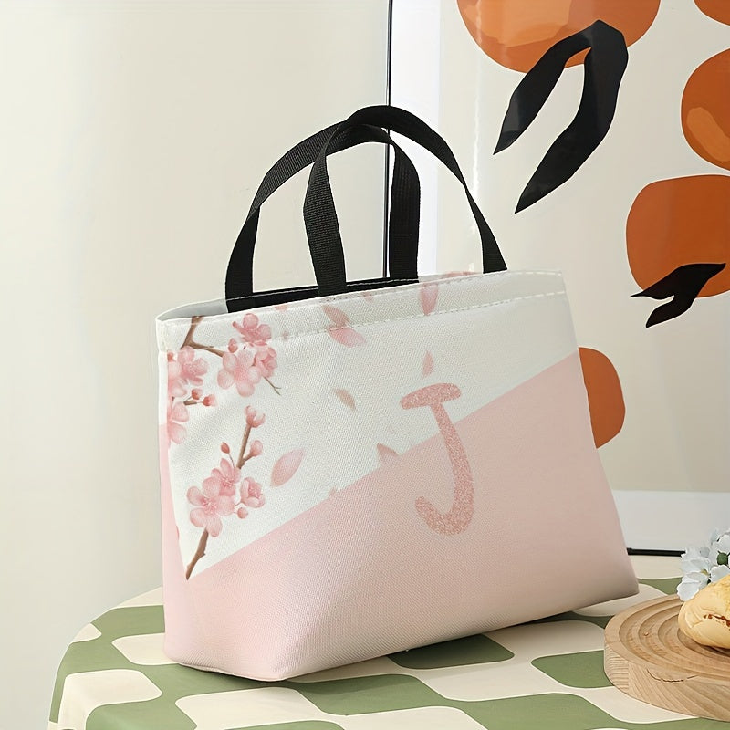 Letter Printed Portable Lunch Bag Large Capacity Waterproof Insulated Bag