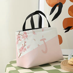 Letter Printed Portable Lunch Bag Large Capacity Waterproof Insulated Bag