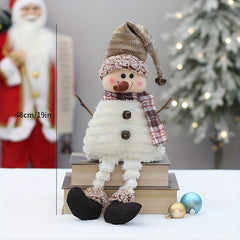 Sitting Snowman Decorative Doll with Pointed Hat for Christmas Tree