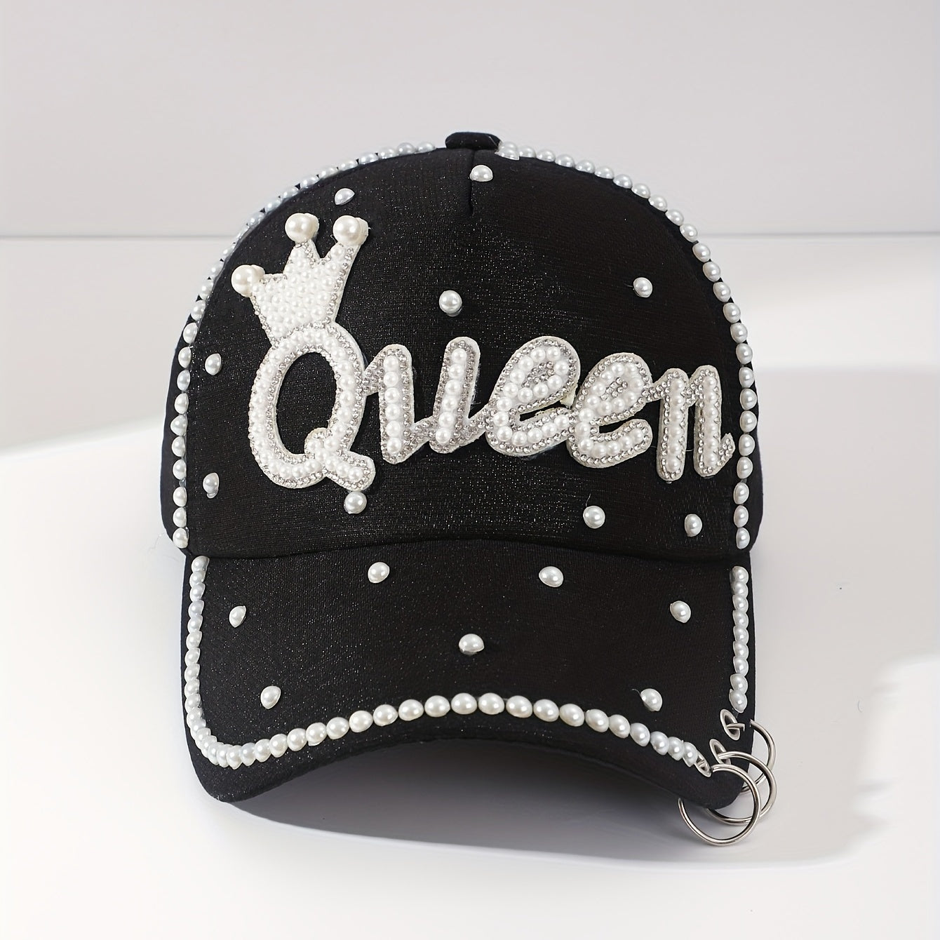 Pearl & Rhinestone Studded Queen Baseball Cap