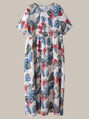 Floral Print Maxi Dress Short Sleeve Plus Size