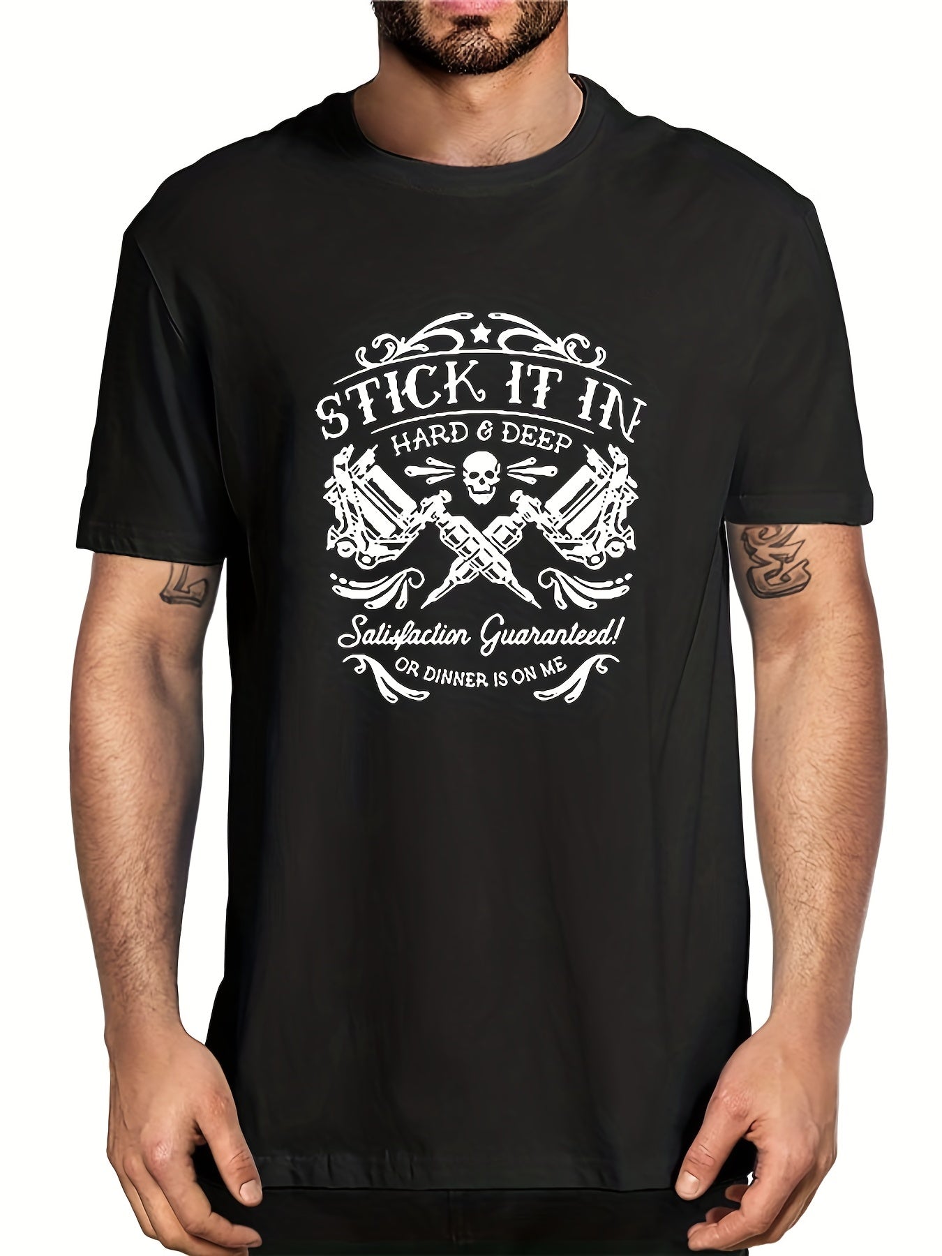Men's Vintage Skull Graphic Tee Stretch Breathable T-shirt
