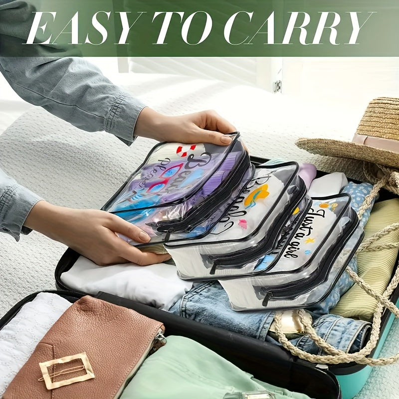 Clear Toiletry Bag Waterproof PVC Hello Summer Theme Beach Bag For Men And Women