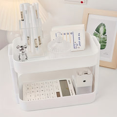 Desktop Cosmetic Storage Box Pink Makeup Organizer For Vanity Dresser