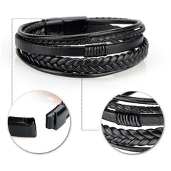 Leather Rope Handwoven Bracelet Men's Vintage Style Accessory