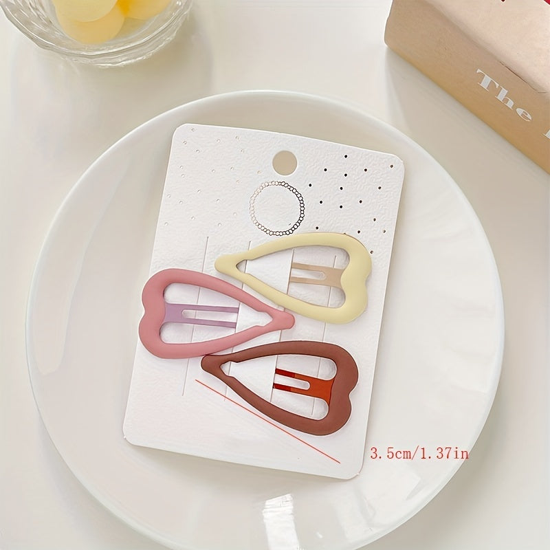 10pcs Heart Hair Clip Solid Snap Clip Hair Styling Accessories