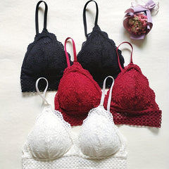 3pcs Lace Wireless Bras Lingerie Set