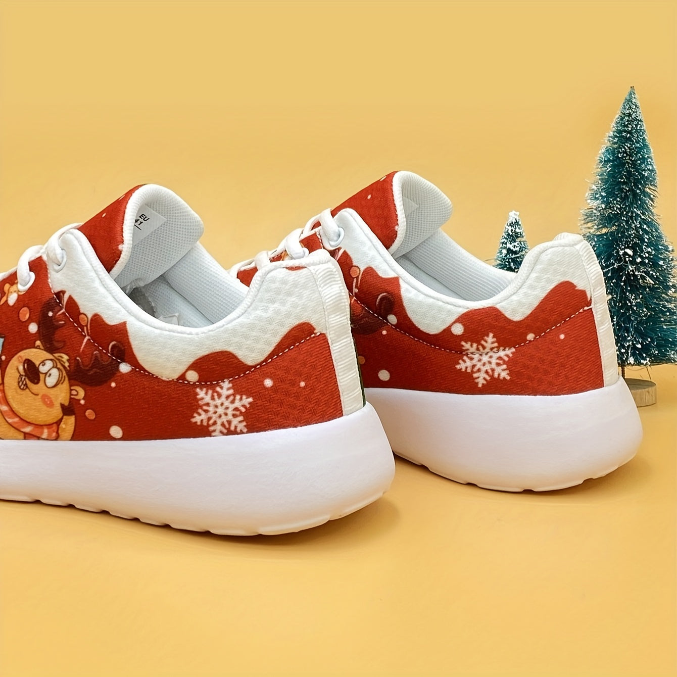 Christmas Santa & Reindeer Print Running Shoes Soft Sole Non Slip Sneaker