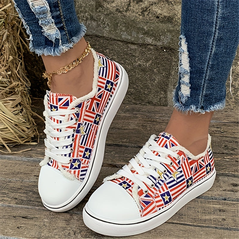 Women's Flag Canvas Sneakers Low Top Shoes