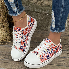 Women's Flag Canvas Sneakers Low Top Shoes