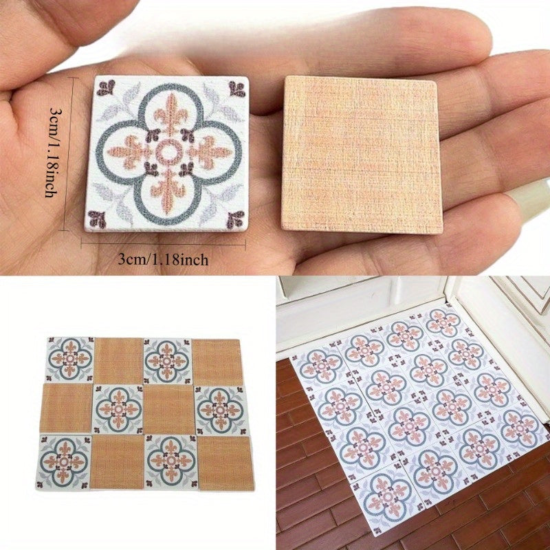 Mini Wood Floor Decoration with Mixed Patterns for Dollhouse