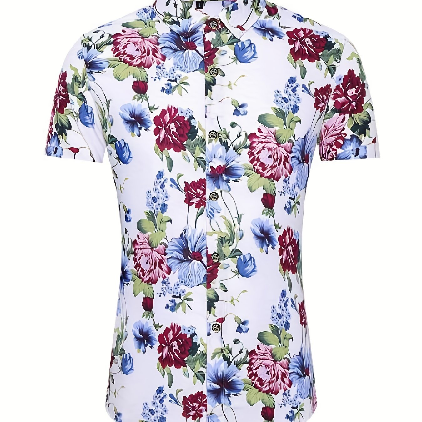 Hawaiian Print Casual Short Sleeve Men's Shirt for Summer Vacation