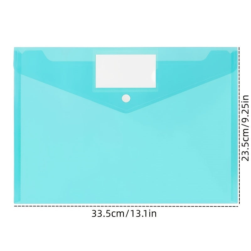 135pcs A4 File Bag PP Waterproof Transparent Office Button File Bag